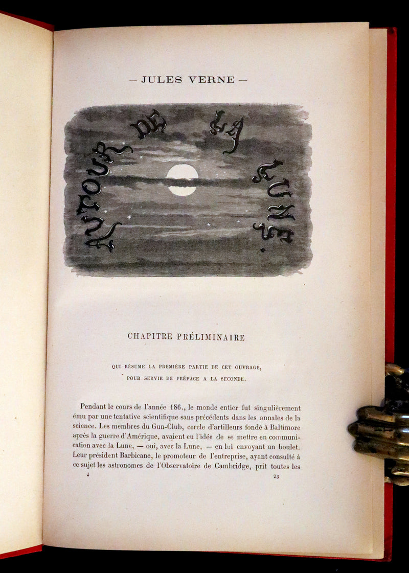 1880 Rare French Book - Around the Moon (Autour de la Lune) by Jules Verne. Illustrated.
