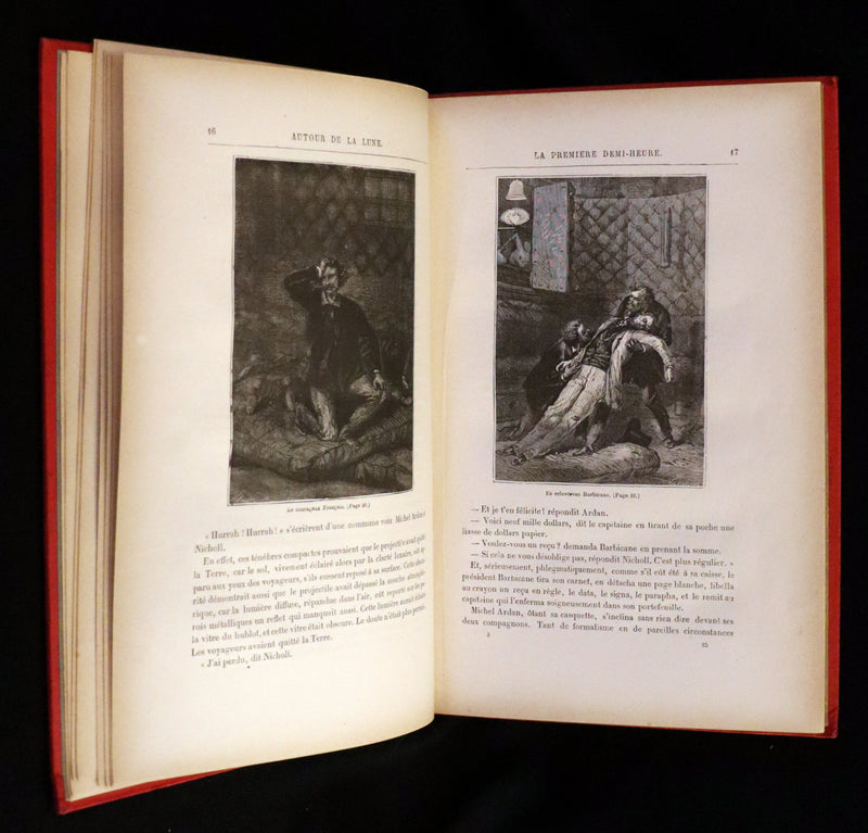 1880 Rare French Book - Around the Moon (Autour de la Lune) by Jules Verne. Illustrated.