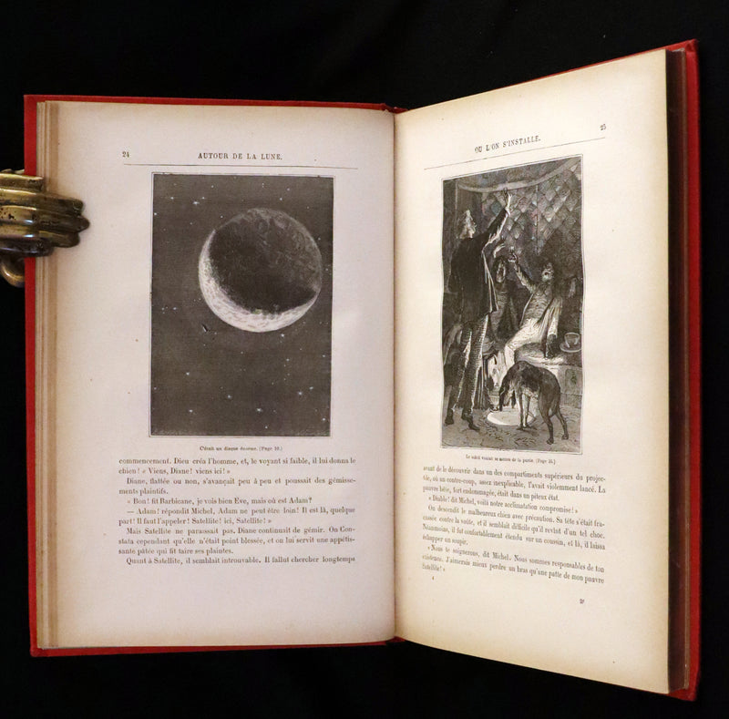 1880 Rare French Book - Around the Moon (Autour de la Lune) by Jules Verne. Illustrated.