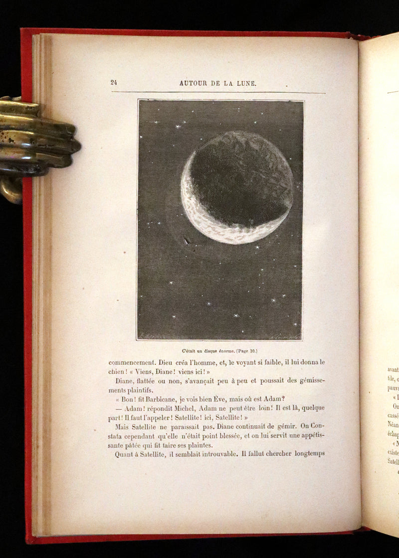 1880 Rare French Book - Around the Moon (Autour de la Lune) by Jules Verne. Illustrated.