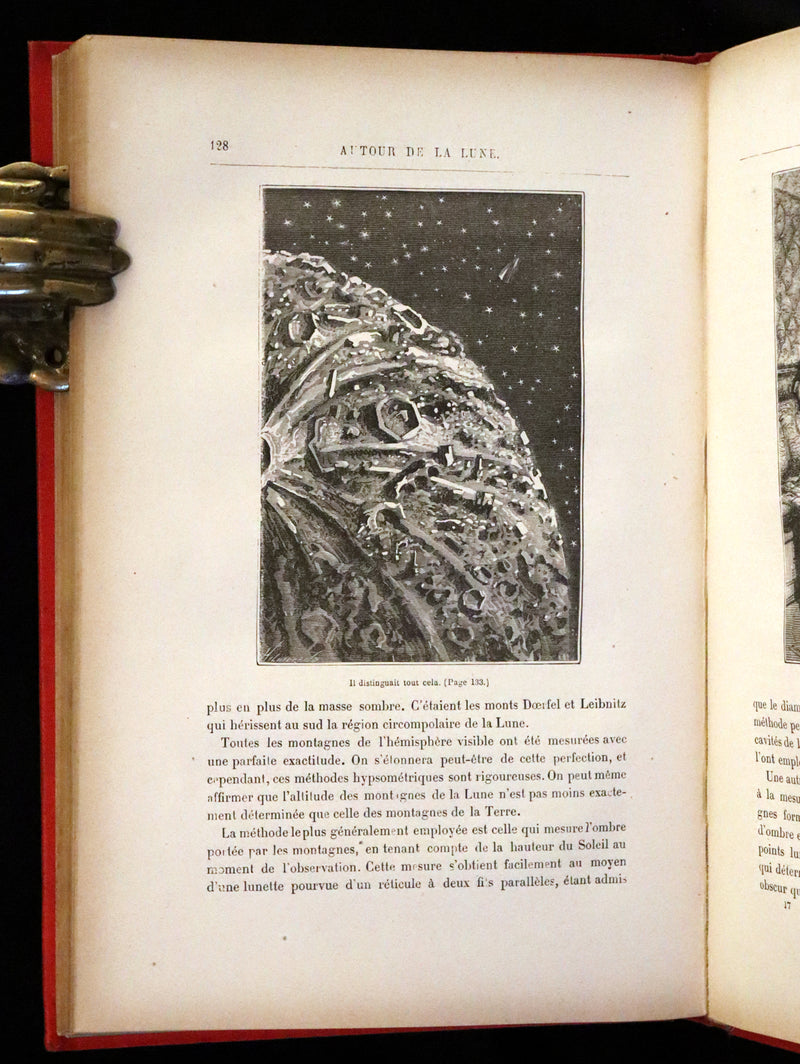 1880 Rare French Book - Around the Moon (Autour de la Lune) by Jules Verne. Illustrated.