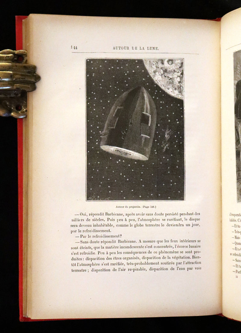 1880 Rare French Book - Around the Moon (Autour de la Lune) by Jules Verne. Illustrated.