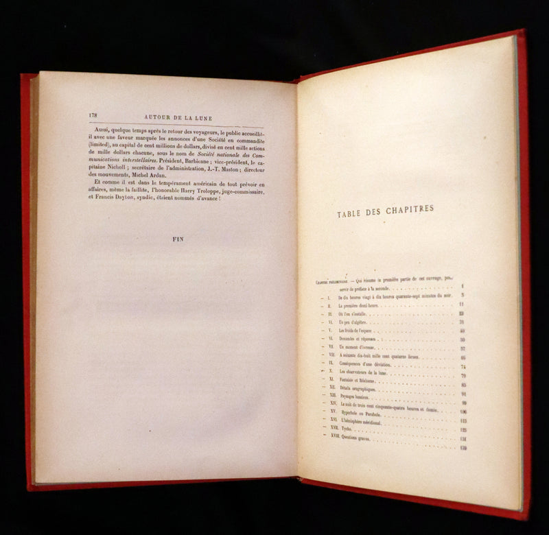 1880 Rare French Book - Around the Moon (Autour de la Lune) by Jules Verne. Illustrated.