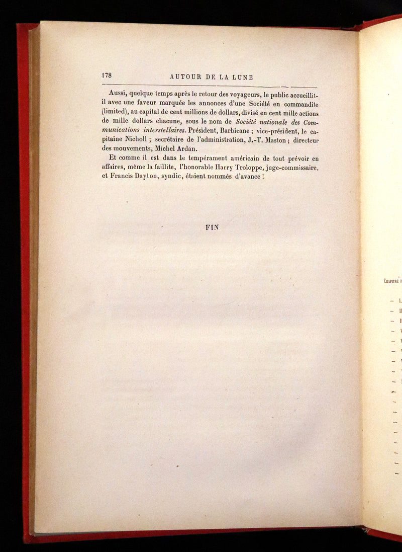 1880 Rare French Book - Around the Moon (Autour de la Lune) by Jules Verne. Illustrated.