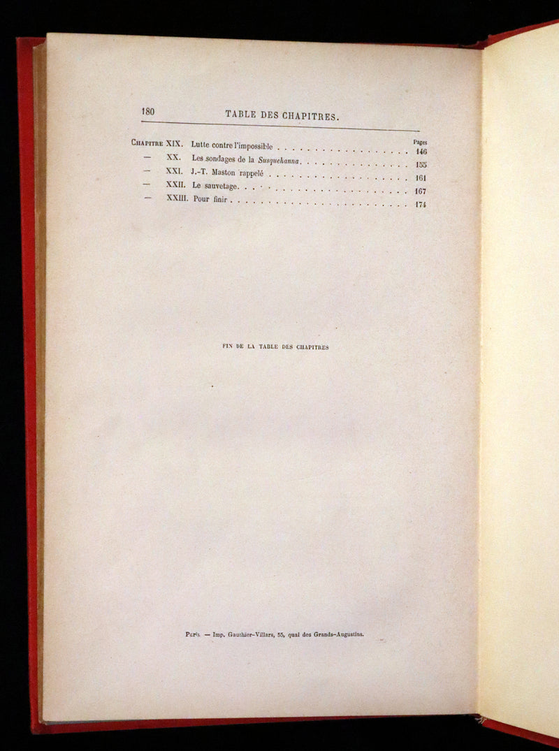1880 Rare French Book - Around the Moon (Autour de la Lune) by Jules Verne. Illustrated.
