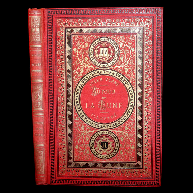 1880 Rare French Book - Around the Moon (Autour de la Lune) by Jules Verne. Illustrated.
