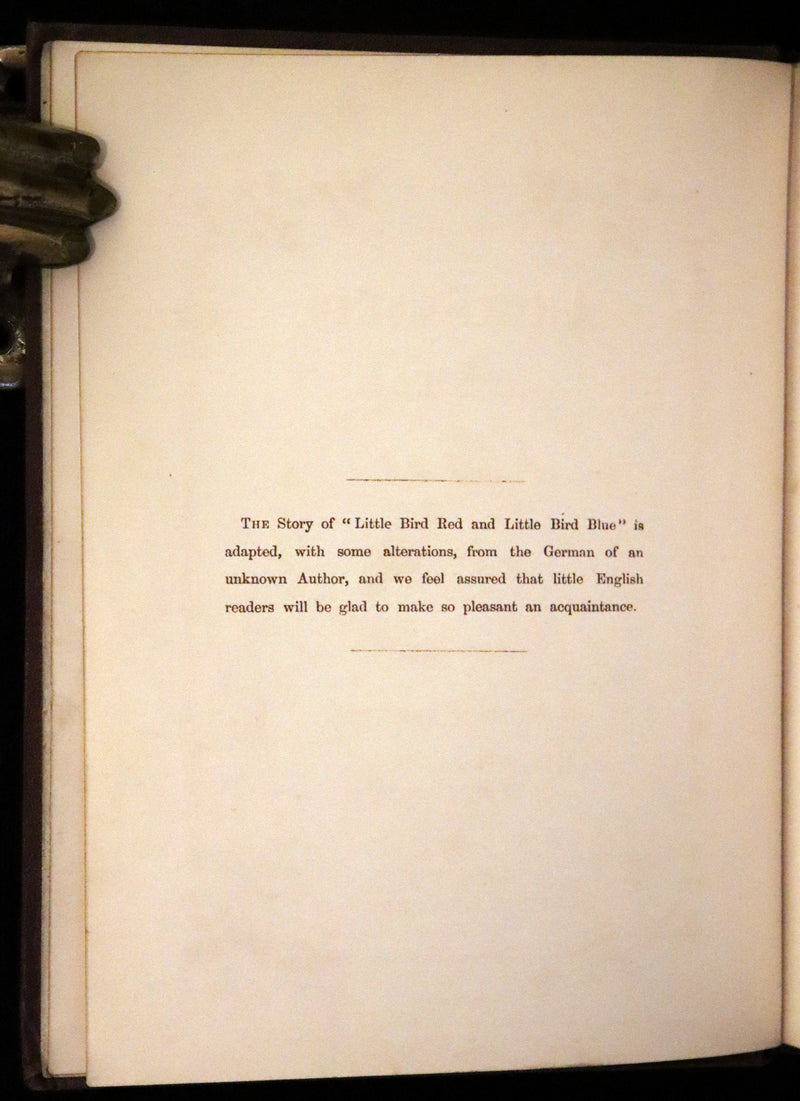 1861 Scarce Book - Little Bird Red and Little Bird Blue: A Tale of the Woods.