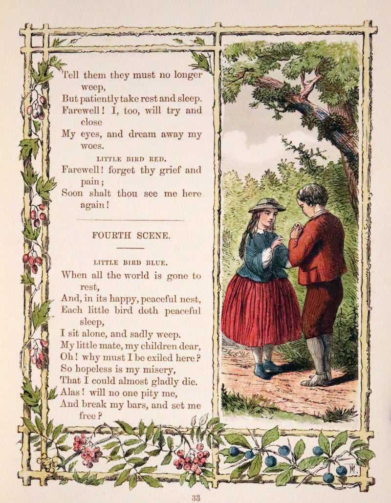 1861 Scarce Book - Little Bird Red and Little Bird Blue: A Tale of the Woods.