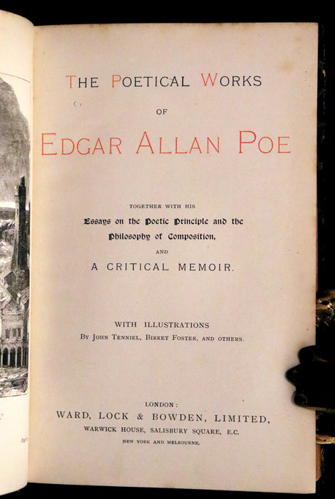 1890 Scarce Edition - The Poetical Works of Edgar Allan Poe Illustrated.