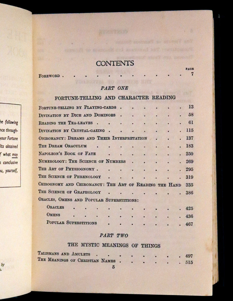 1930 Rare Book - The Complete Book of Fortune, Occult Sciences And Divination