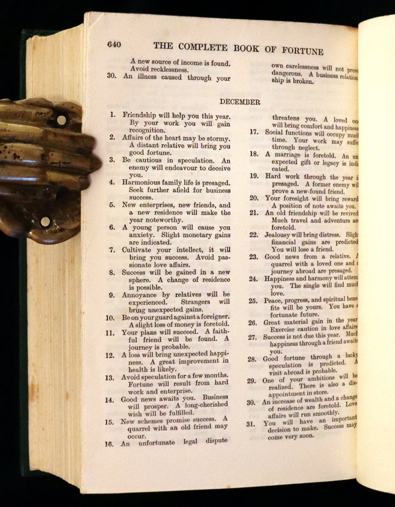 1930 Rare Book - The Complete Book of Fortune, Occult Sciences And Divination