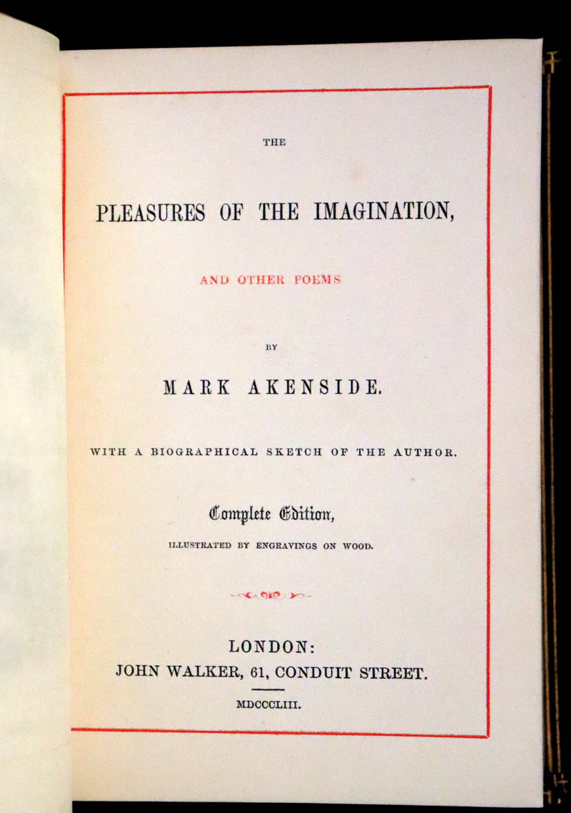 1853 Rare Book - The Pleasures of the Imagination by Mark Akenside