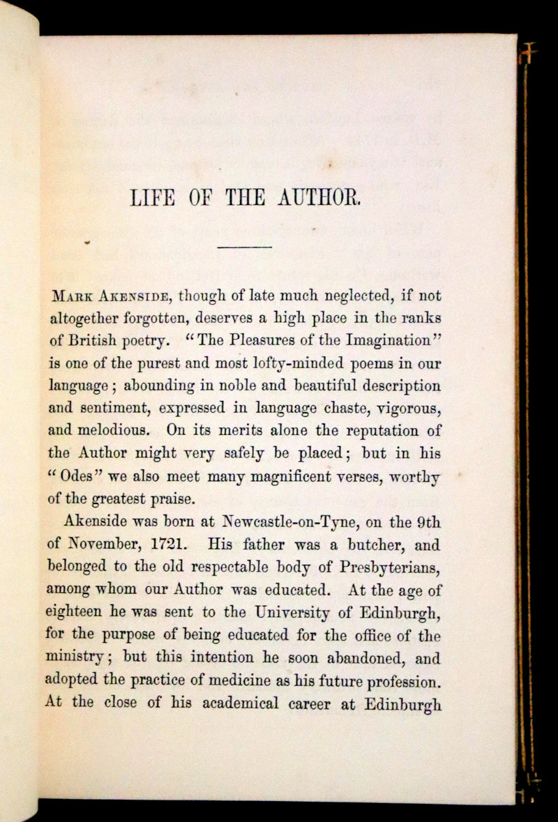 1853 Rare Book - The Pleasures of the Imagination by Mark Akenside