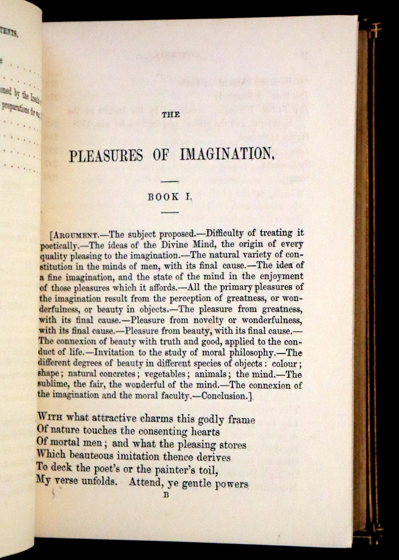 1853 Rare Book - The Pleasures of the Imagination by Mark Akenside