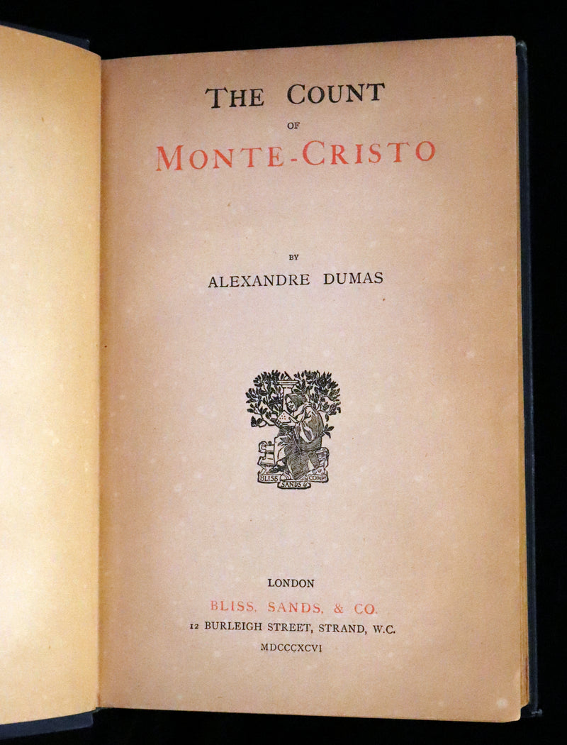 1896 Scarce Book - The  Count of Monte-Cristo by Alexandre Dumas