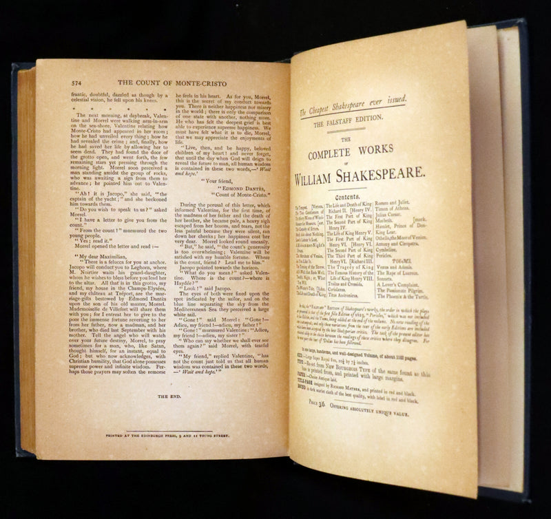 1896 Scarce Book - The  Count of Monte-Cristo by Alexandre Dumas