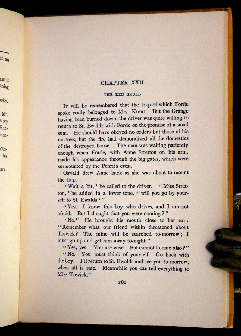1908 First US Edition - The Red Skull, a thrilling mystery novel by Fergus Hume