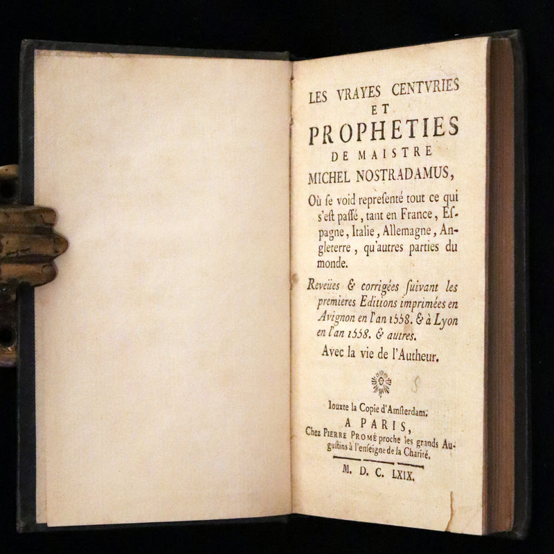 1669 Scarce French Book ~ Nostradamus Prophecies ~ Les Vrayes Centuries.