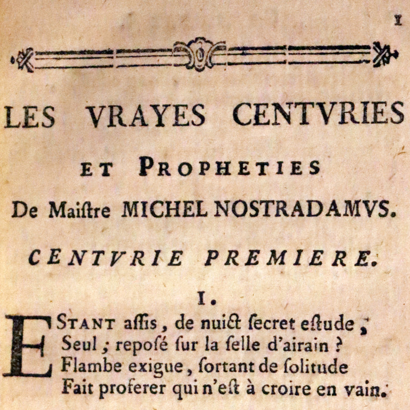 1669 Scarce French Book ~ Nostradamus Prophecies ~ Les Vrayes Centuries.