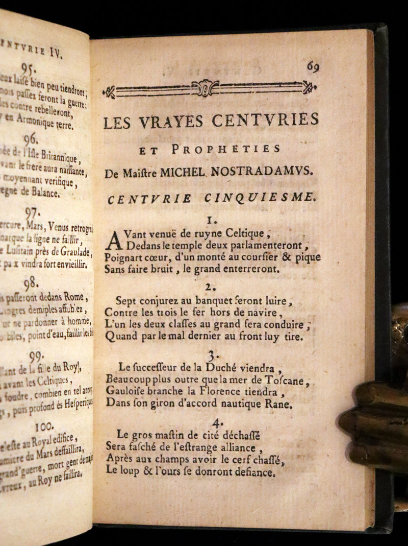 1669 Scarce French Book ~ Nostradamus Prophecies ~ Les Vrayes Centuries.