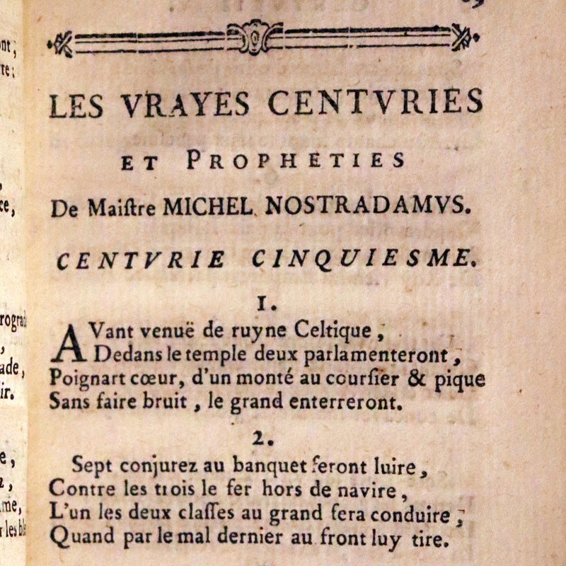 1669 Scarce French Book ~ Nostradamus Prophecies ~ Les Vrayes Centuries.