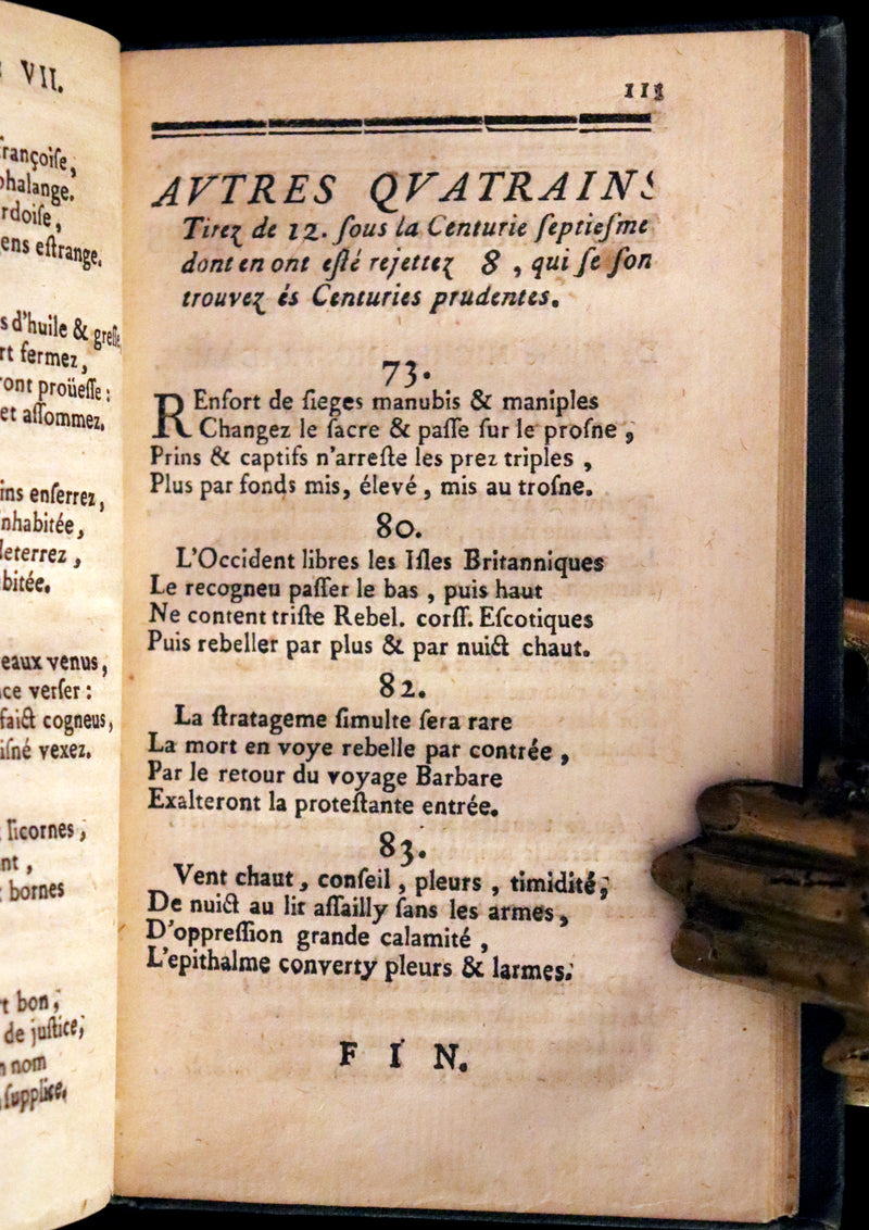 1669 Scarce French Book ~ Nostradamus Prophecies ~ Les Vrayes Centuries.