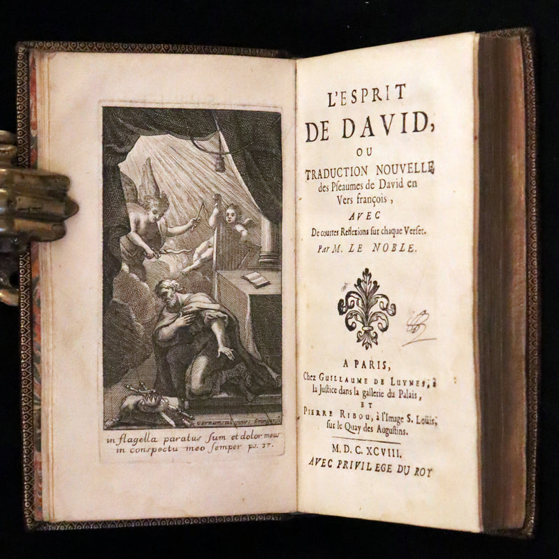 1698 Rare French Book - David's Book of Psalms, Pseaumes de David by M. Le Noble