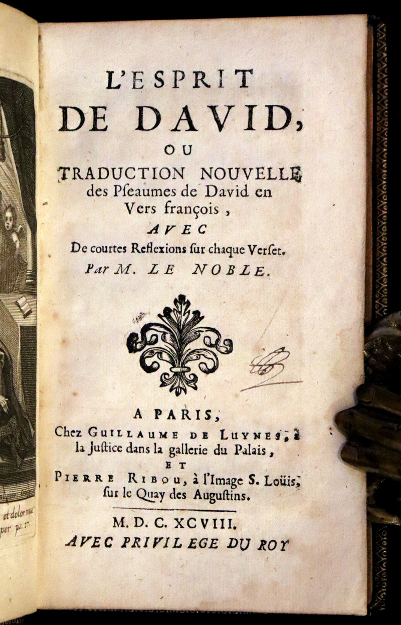 1698 Rare French Book - David's Book of Psalms, Pseaumes de David by M. Le Noble