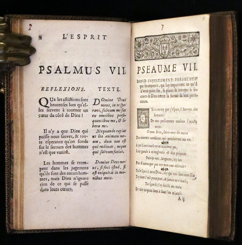 1698 Rare French Book - David's Book of Psalms, Pseaumes de David by M. Le Noble