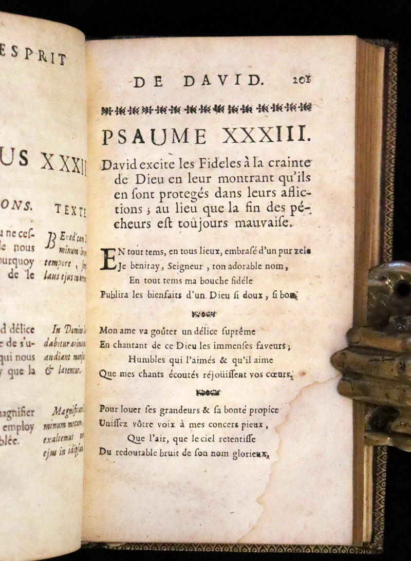 1698 Rare French Book - David's Book of Psalms, Pseaumes de David by M. Le Noble
