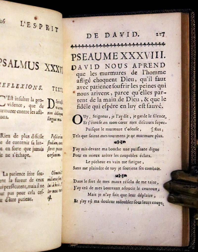 1698 Rare French Book - David's Book of Psalms, Pseaumes de David by M. Le Noble