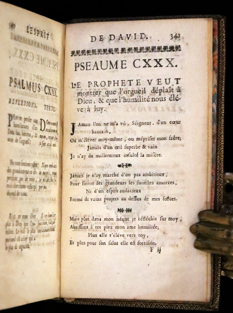 1698 Rare French Book - David's Book of Psalms, Pseaumes de David by M. Le Noble