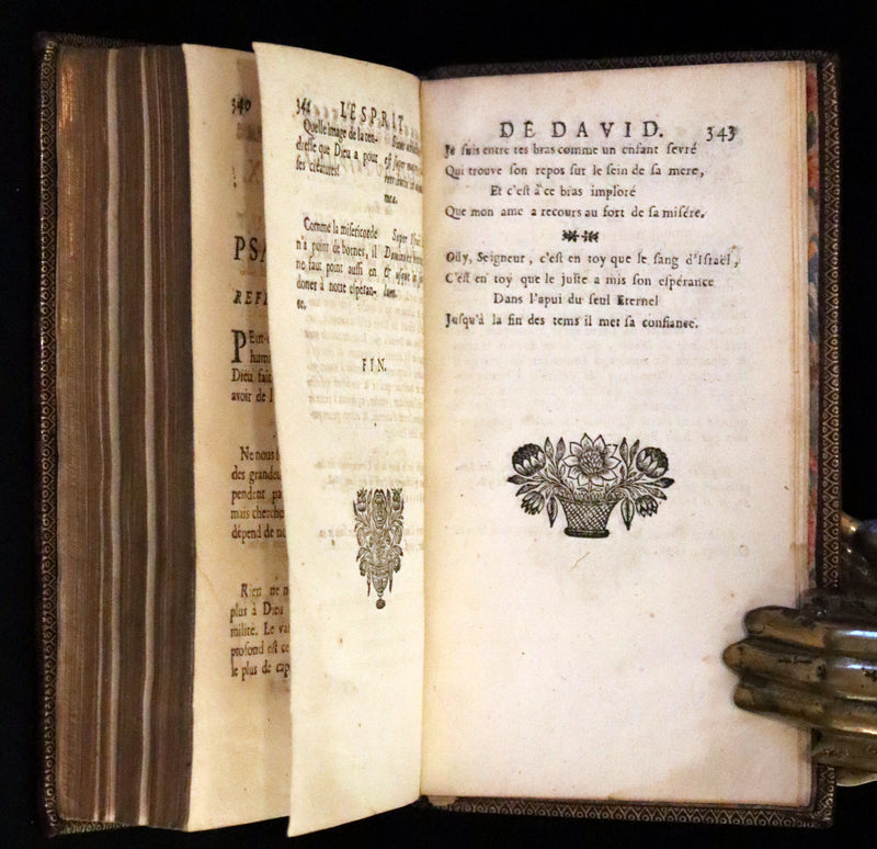 1698 Rare French Book - David's Book of Psalms, Pseaumes de David by M. Le Noble