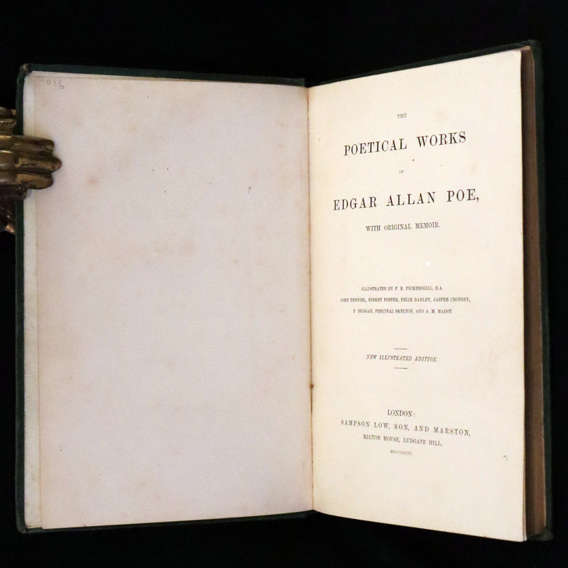 1866 Rare Book - The Poetical Works of Edgar Allan Poe, with Original Memoir