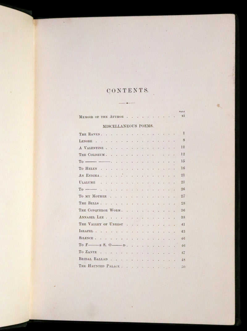 1866 Rare Book - The Poetical Works of Edgar Allan Poe, with Original Memoir