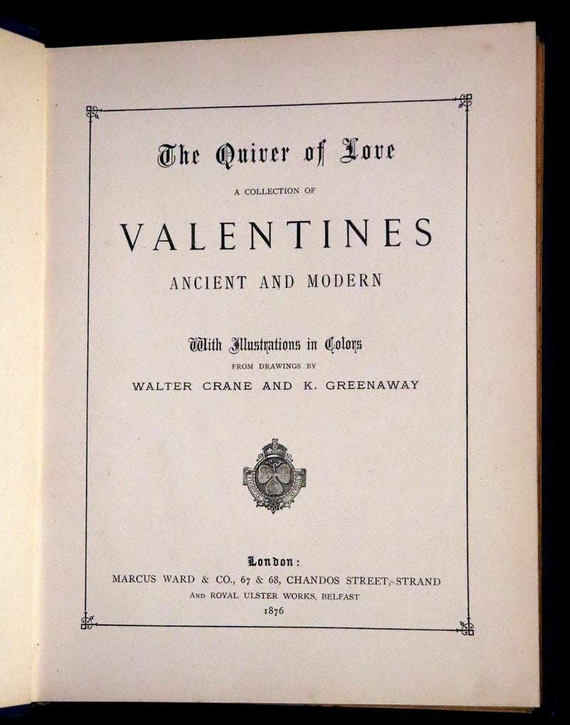 1876 Rare Book - The Quiver of Love, Valentines Illustrated by Crane, Greenaway