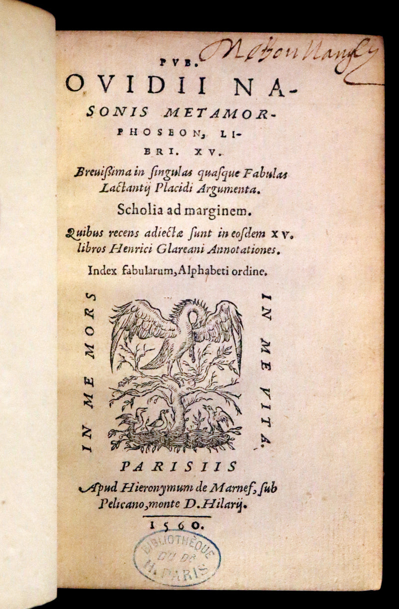 1560 Scarce Edition - Ovid's Metamorphoses, Metamorphoseon Libri XV