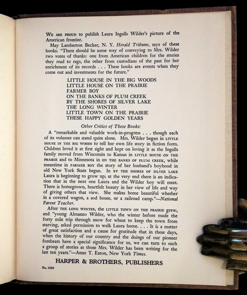1948 Rare Book - Little House on the Prairie by Laura Ingalls Wilder