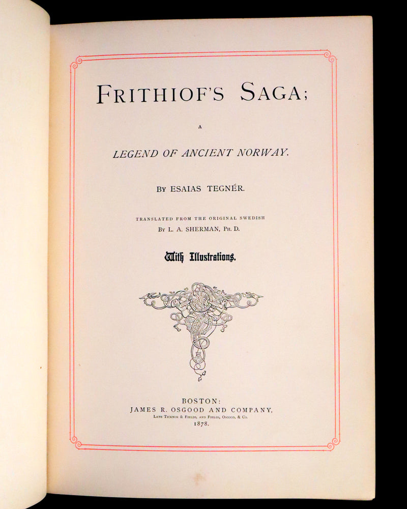 1878 Rare First Edition- Frithiof's Saga, Illustrated Viking Tales of the North