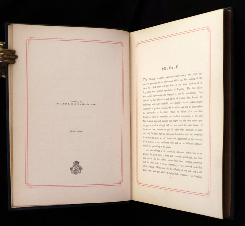 1878 Rare First Edition- Frithiof's Saga, Illustrated Viking Tales of the North
