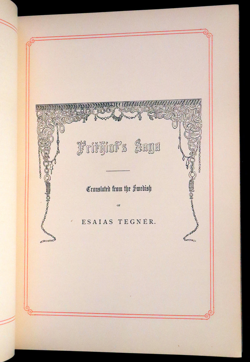 1878 Rare First Edition- Frithiof's Saga, Illustrated Viking Tales of the North