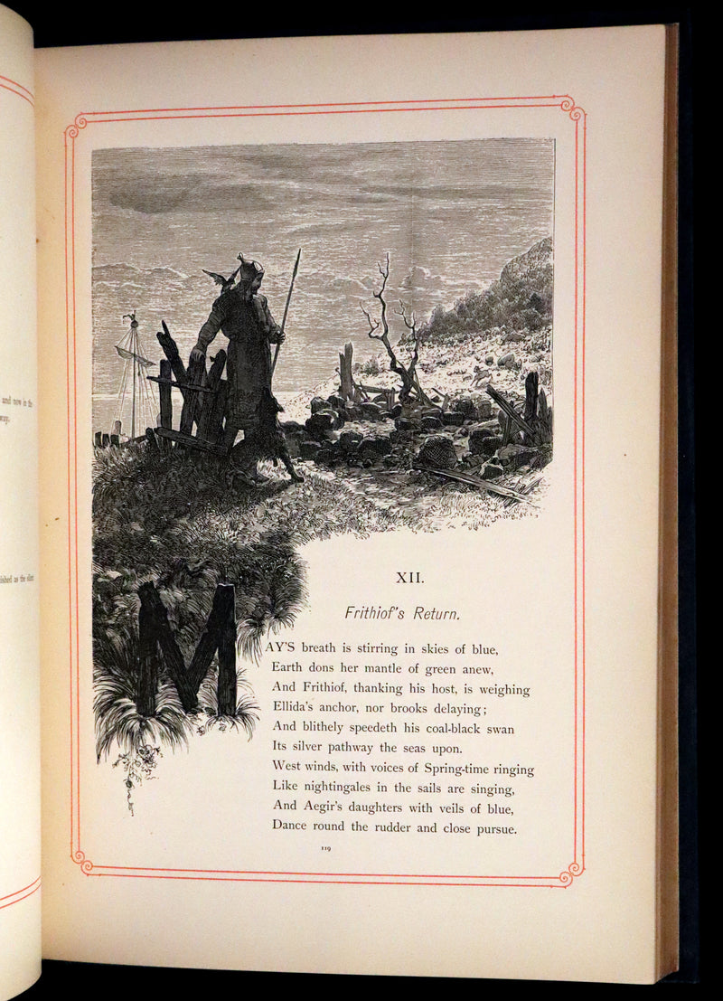 1878 Rare First Edition- Frithiof's Saga, Illustrated Viking Tales of the North
