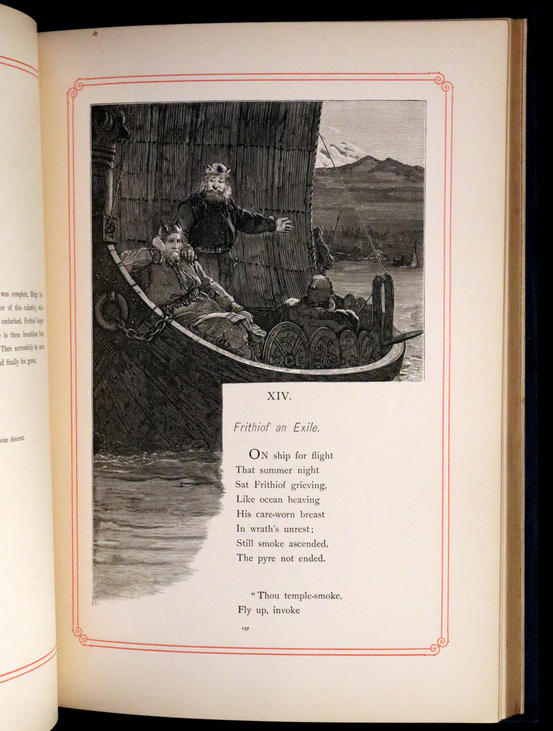 1878 Rare First Edition- Frithiof's Saga, Illustrated Viking Tales of the North
