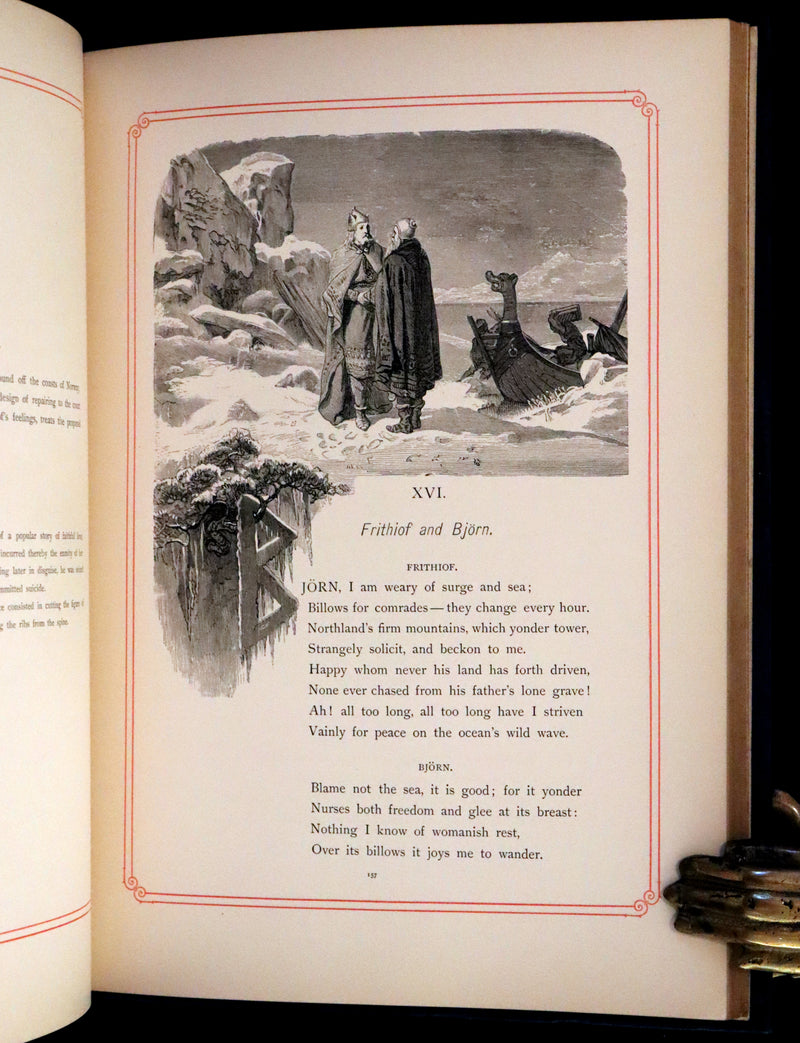 1878 Rare First Edition- Frithiof's Saga, Illustrated Viking Tales of the North