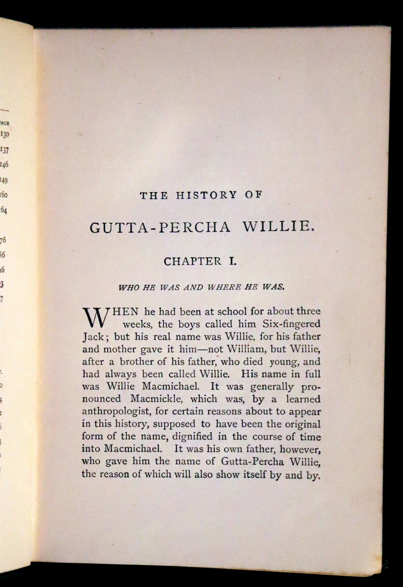 1890 Rare Book - History of Gutta-Percha Willie by George MacDonald