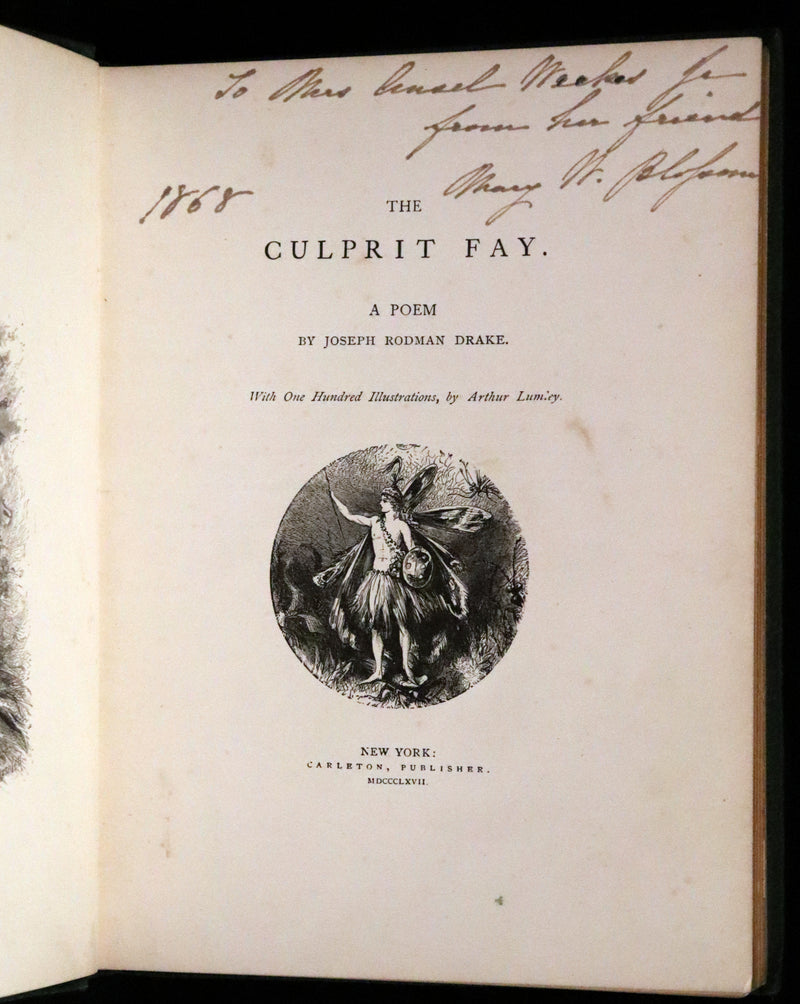 1867 Rare Book - The Culprit Fay by J. Rodman Drake Illustrated by A. Lumley