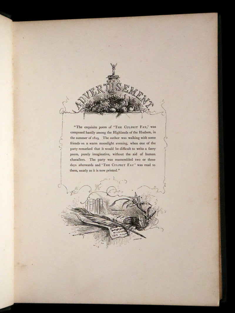 1867 Rare Book - The Culprit Fay by J. Rodman Drake Illustrated by A. Lumley