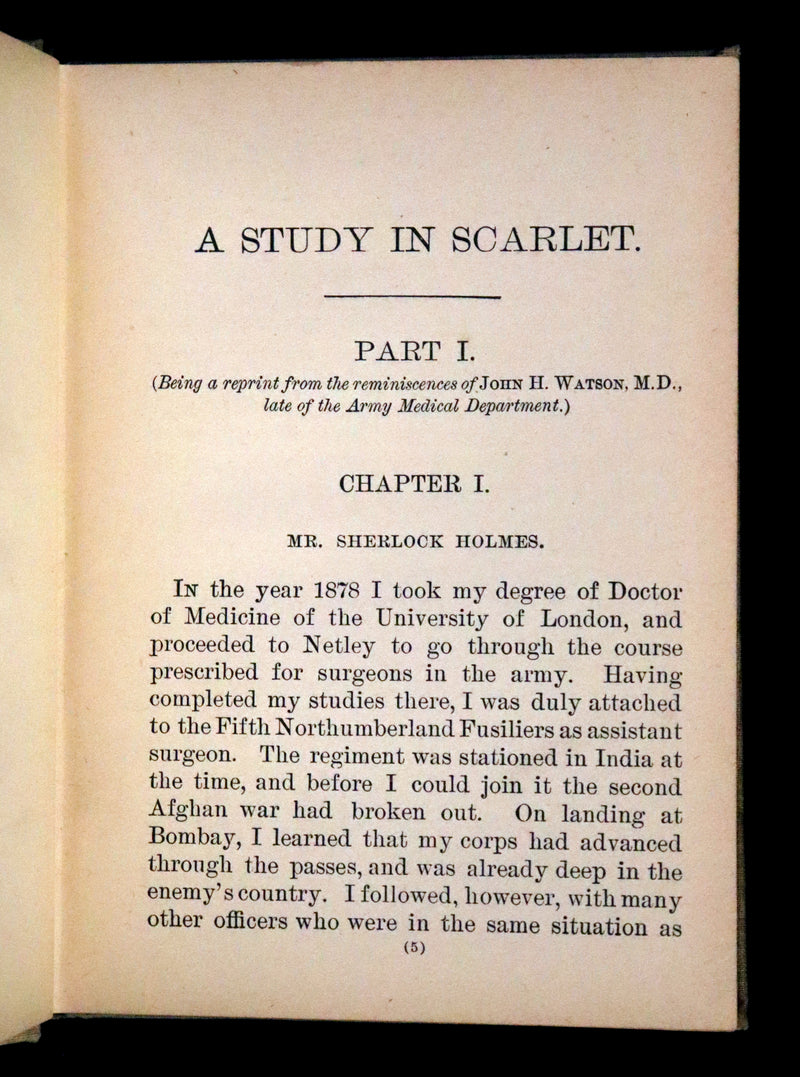 1895 Scarce Edition - A Study in Scarlet, Sherlock Holmes and Dr. Watson