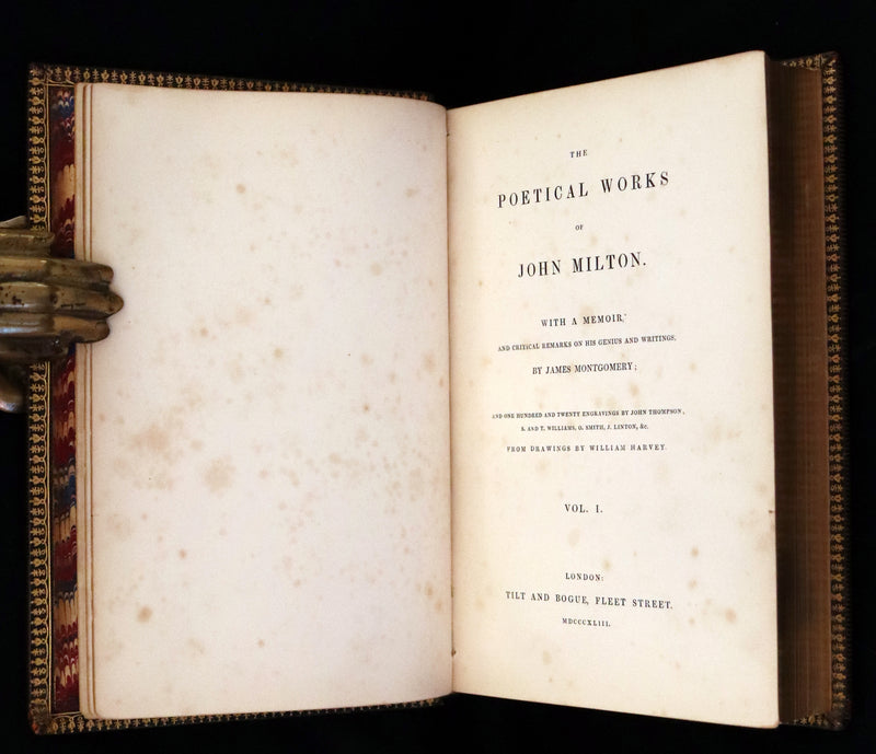 1843 Rare Book set - The Poetical Works of John Milton Illustrated