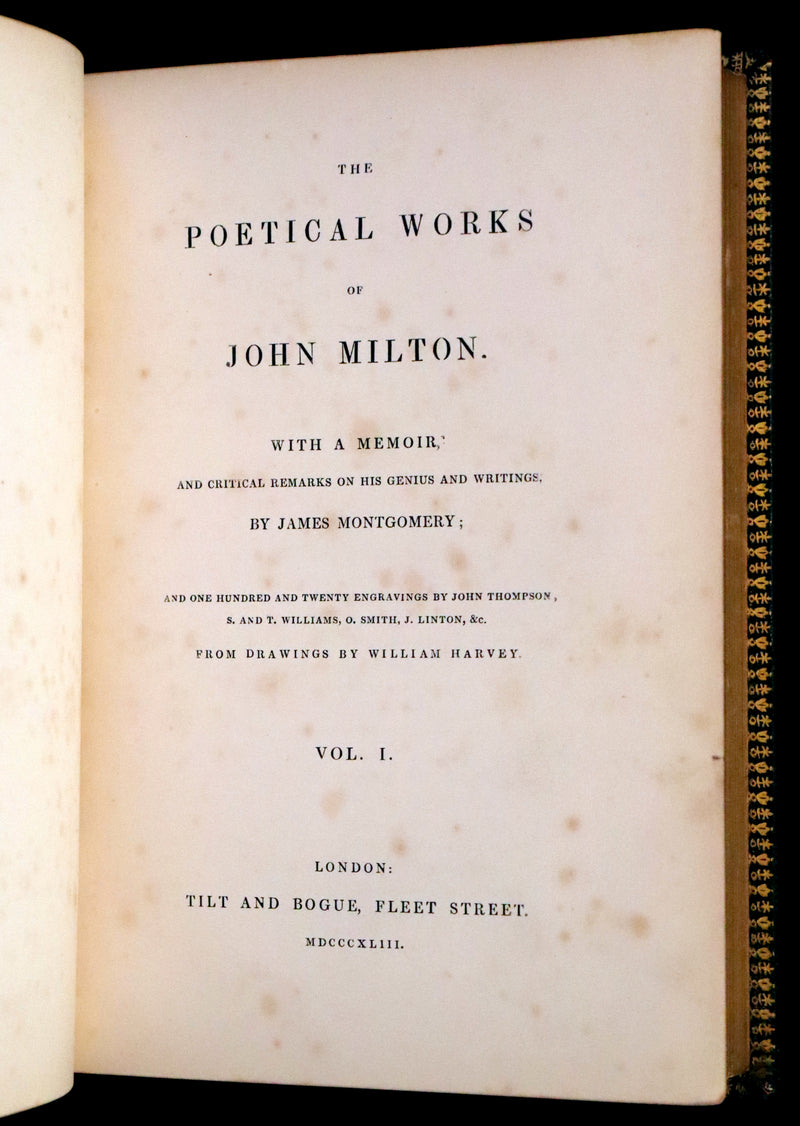 1843 Rare Book set - The Poetical Works of John Milton Illustrated